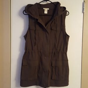 NWOT Khaki Hooded Vest